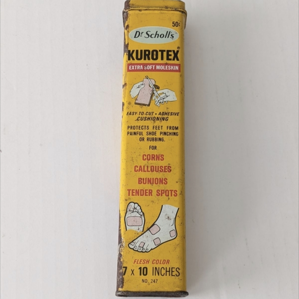 Dr Scholl's Vintage Tin Kurotex No 247 Tin Canister Decor Collector